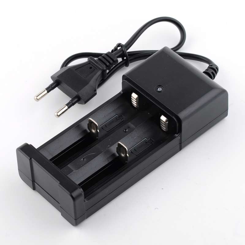 Chargeur lithium dual-slot prise EU – compatible batteries 10440 14500  16340 16650 18350 18500 18650 26650