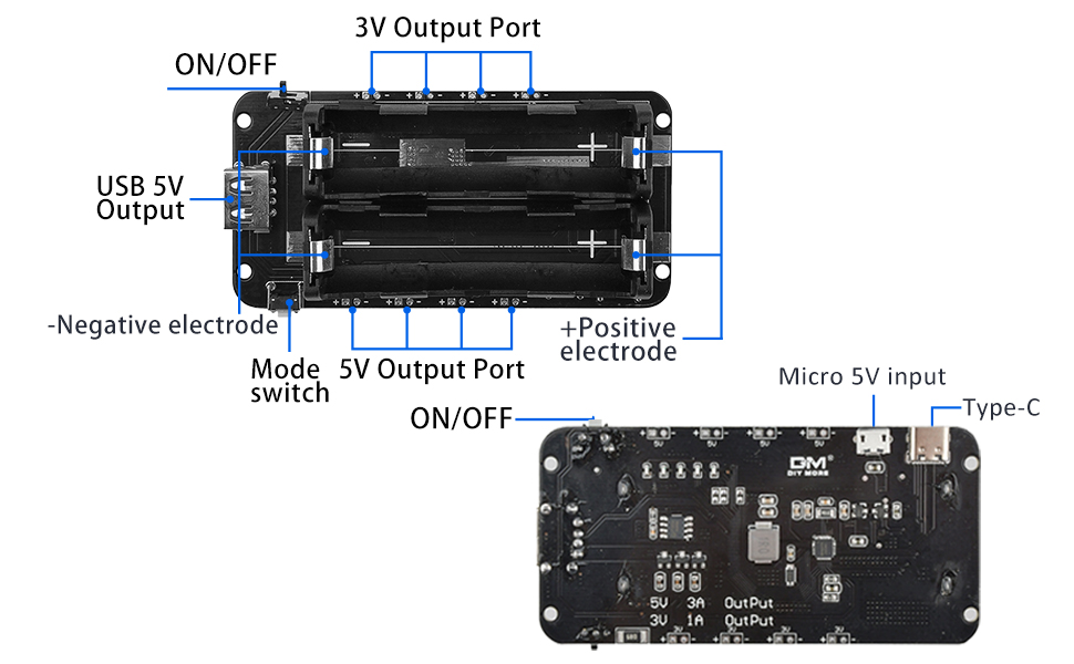 Support 2 Batteries 18650