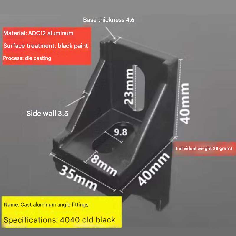 Connecteur d’angle 4040 en alliage d’aluminium noir – ELECTRONIC SHOP