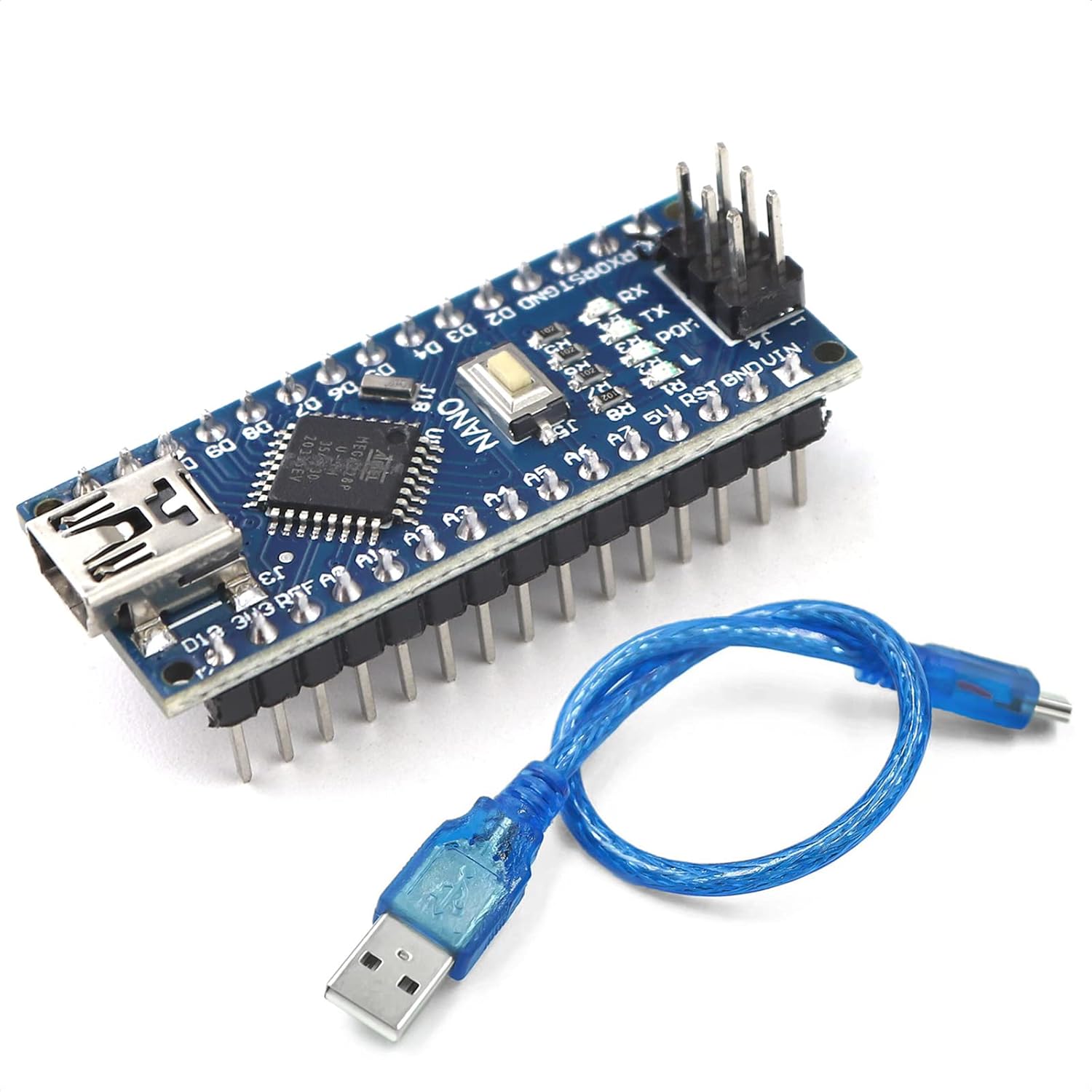 Carte microcontrôleur Arduino Nano V3 avec câble USB – Idéal pour prototypage rapide et compact