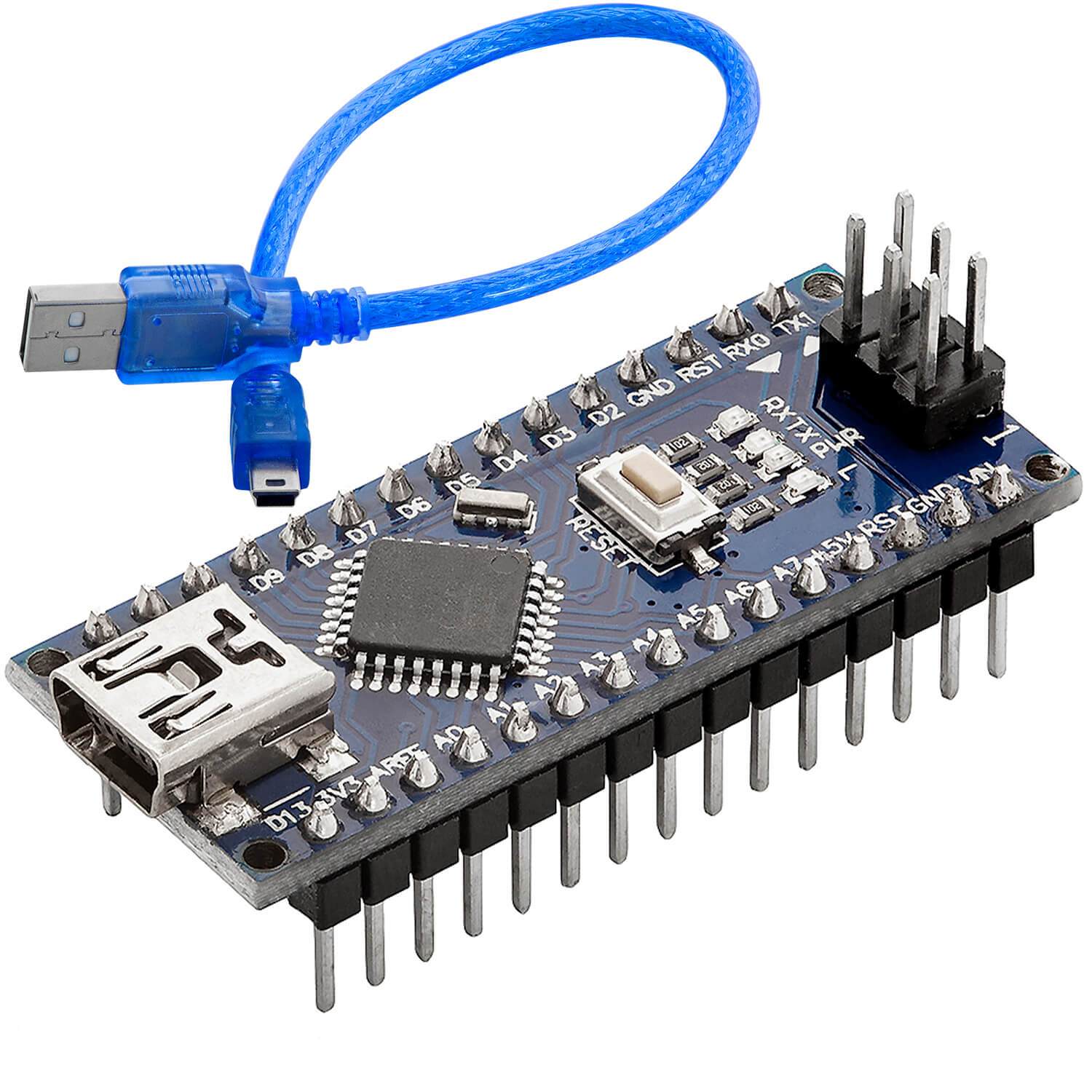 Carte Arduino Nano V3 avec câble – Microcontrôleur compact et polyvalent pour projets électroniques