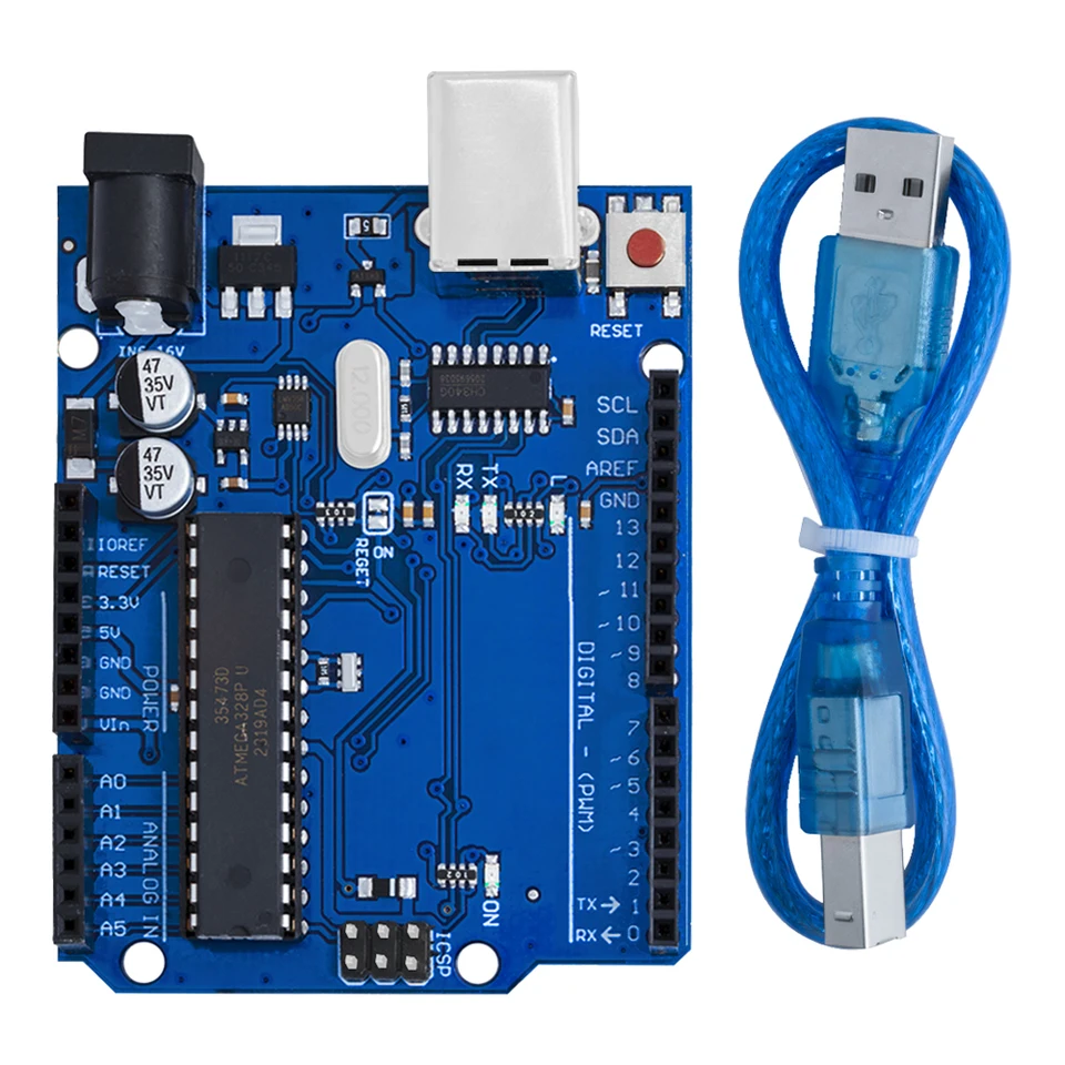 Carte Arduino UNO R3 avec câble USB – Idéal pour projets électroniques et développement IoT