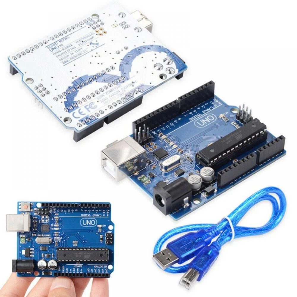 Arduino UNO R3 – Carte de développement avec câble USB pour initiation et prototypage électronique