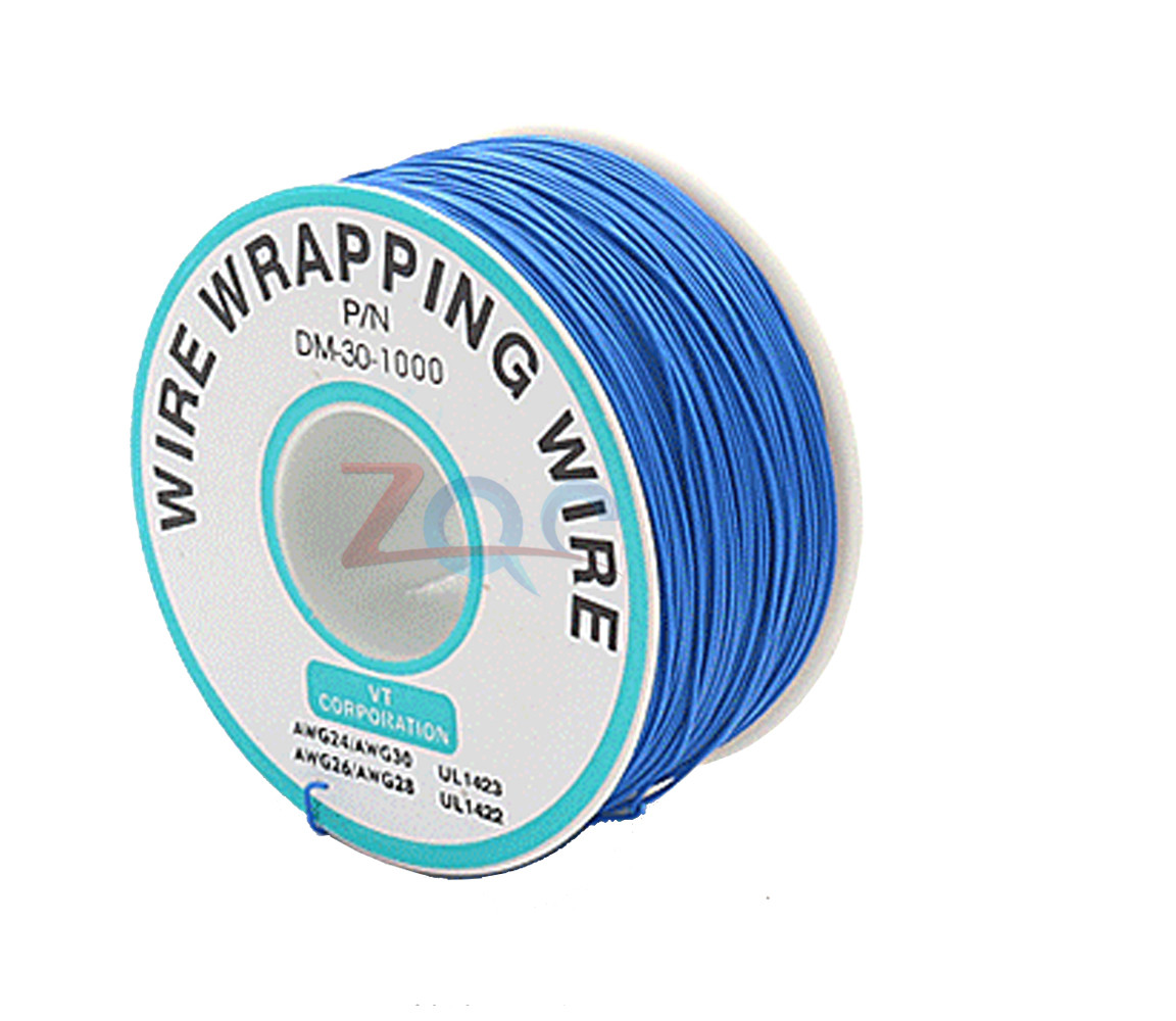 Fil D'emballage (wrapping Wire) étain Plaqué Cuivre 30 AWG - Longueur 200m, Bleu, Pour électronique, Soudure