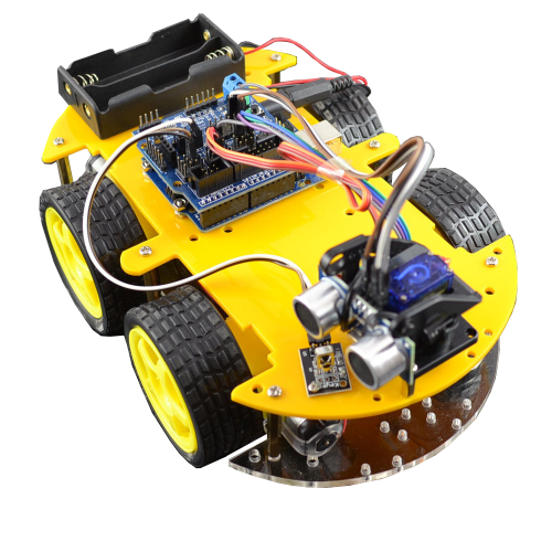 ELEGOO UNO R3 Kit de Voiture Robot Intelligent V4.0 Compatible avec Arduino IDE avec Module de Suivi de Ligne, Capteur Ultrasonique, Module IR, Kit Robotique Voiture Éducative STEM pour Enfant, Adulte