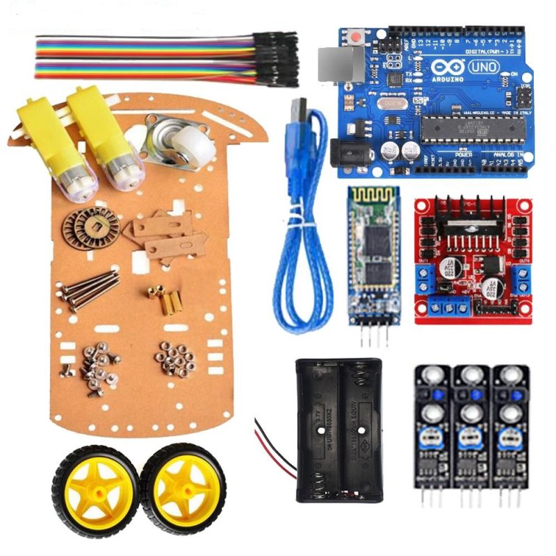 kit Robot 2WD Téléguide + Suiveur de Ligne sans batterie 18650