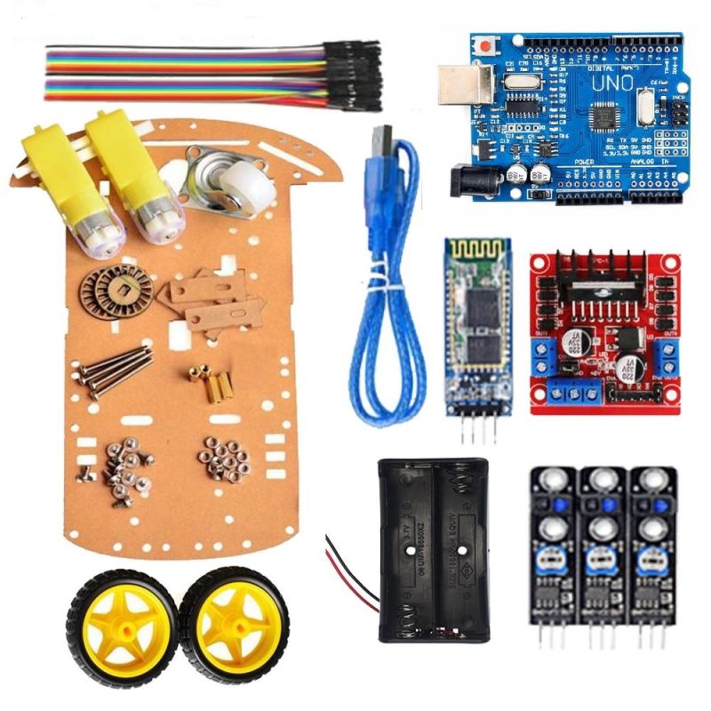 kit Robot 2WD Téléguide + Suiveur de Ligne sans batterie 18650